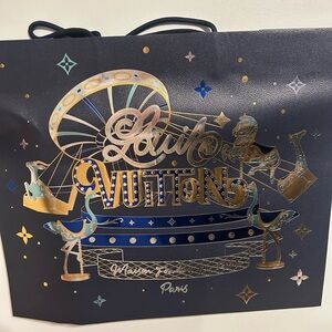 LARGE Louis Vuitton Holiday Navy and Gold Shopping Bag